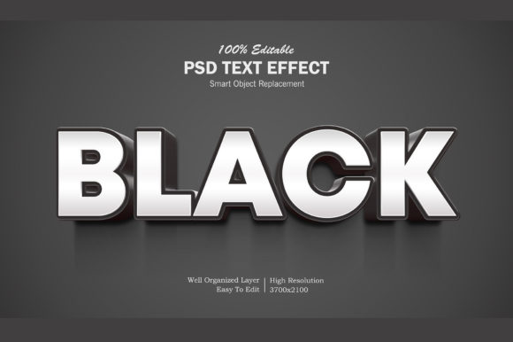 3D Black Color PSD Text Effect 2: Elevate Your Design Projects with Professional Depth