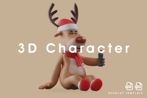 3D Christmas Deer Cartoon Enjoying Coke
