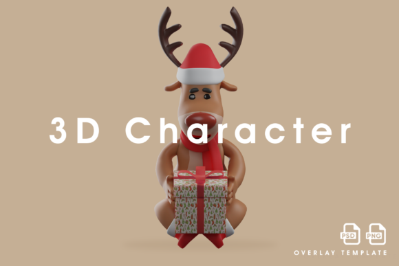 3D Christmas Deer Having Beautiful Gift