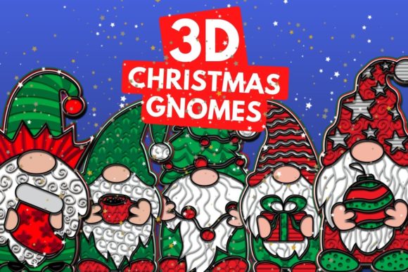 3D Christmas Gnomes SVG Bundle