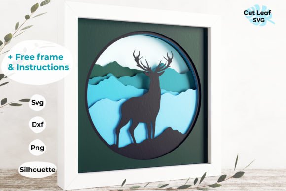 3D Deer Shadow Box, Mountains, Nature: A Creative and Functional Artistic Statement