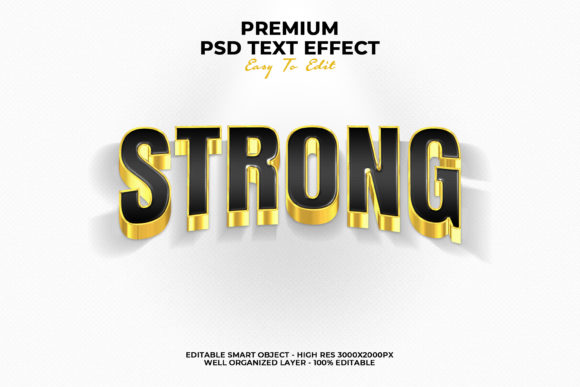 3D Gold and Black Strong Text Effect: A Bold Statement in Digital Design