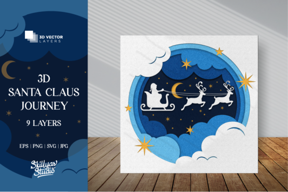 3D Santa Claus Journey Papercut Svg: A Creative and Functional Design for Holiday Projects