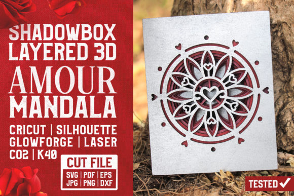Amour Mandala 3D Layered Cut File