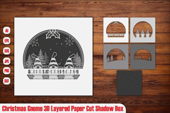 Christmas Gnome 3D Layered Paper Cut