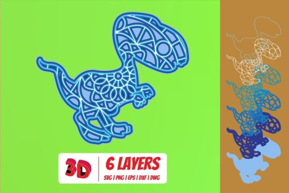 Dinosaurs 4 3D Layered SVG Cut File for Creative Projects