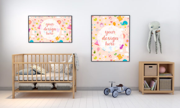 Empty Frames in 3D Kids Bedrooms