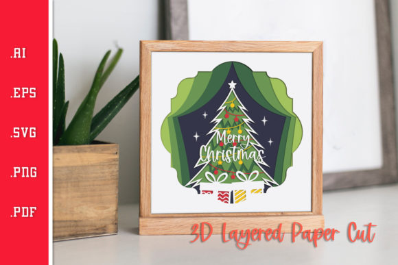Merry Christmas Tree - 3D Layered SVG