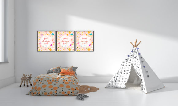 Modern 3D Kids Bedroom with Teepe Tent