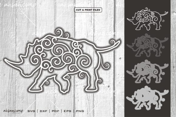 Rhino Vector SVG 3D Layered 5 Explained