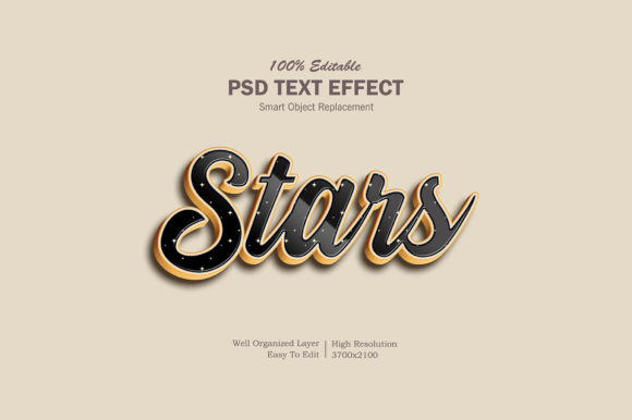 Stars Style Shining PSD 3D Text Effect