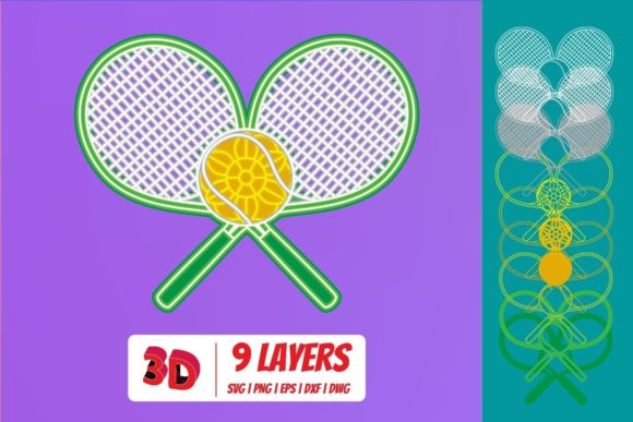 Tennis 3D Layered SVG Cut File for Creative and Practical Use